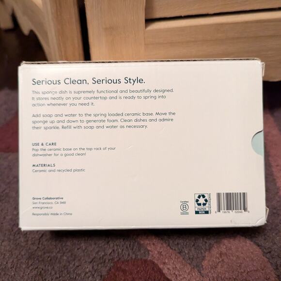 NIB Grove Collaborative Bubble Up Dish Soap Dispenser Sponge Dish - Picture 2 of 2